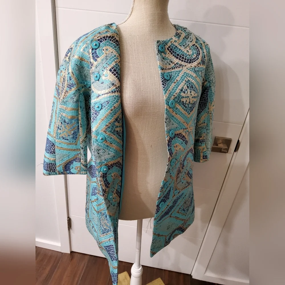 Chico's Mosaic Print Jacket Size 0P USA 4/6 P